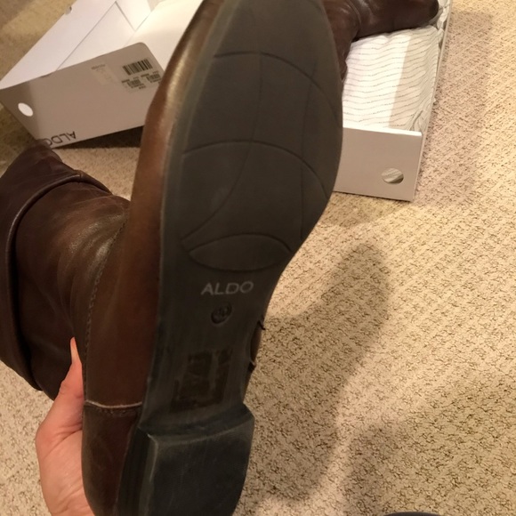 ALDO Brown Leather Boots & Original Box - Picture 4 of 5
